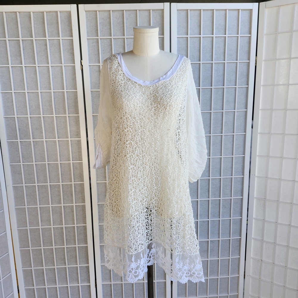 Elegant Cream Lace Swim Coverup